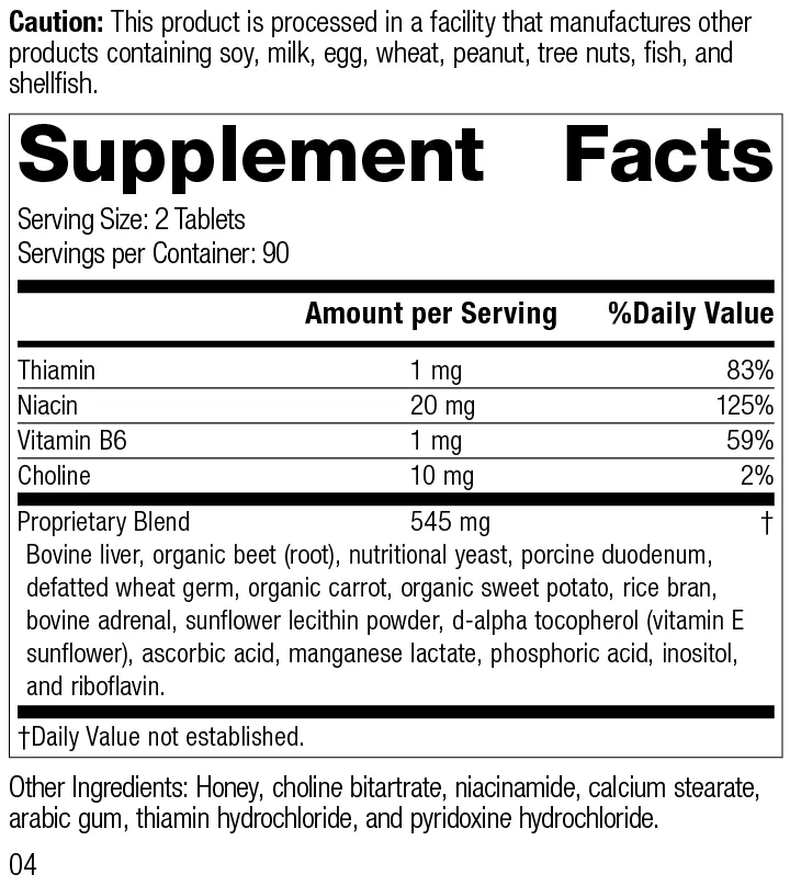 Cataplex® B supplement facts label
