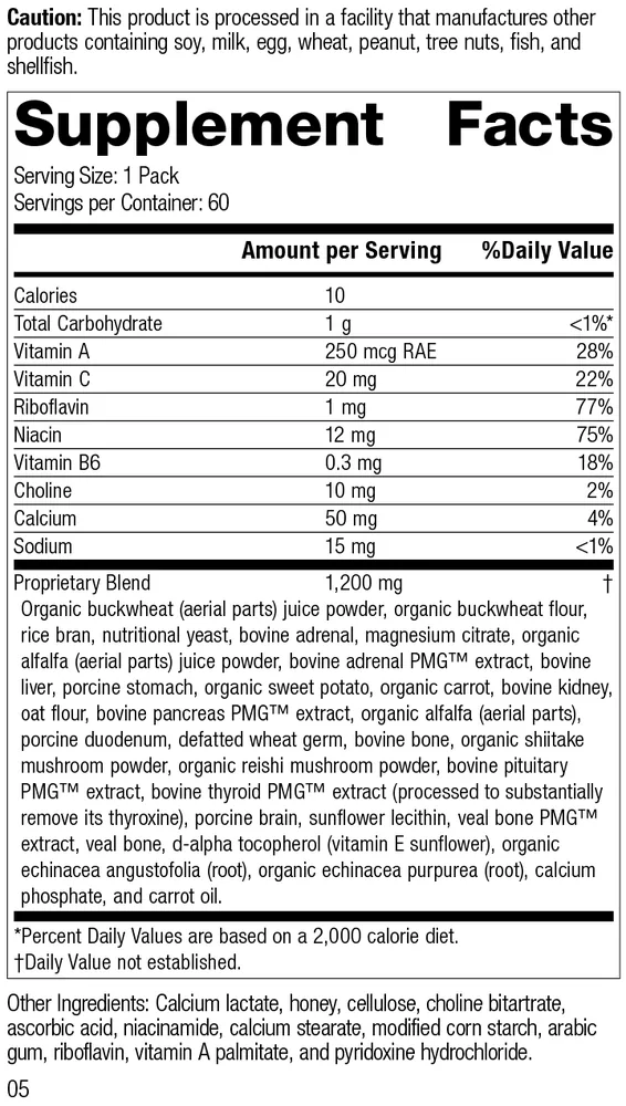 Daily Fundamentals - Adrenal Health supplement facts label
