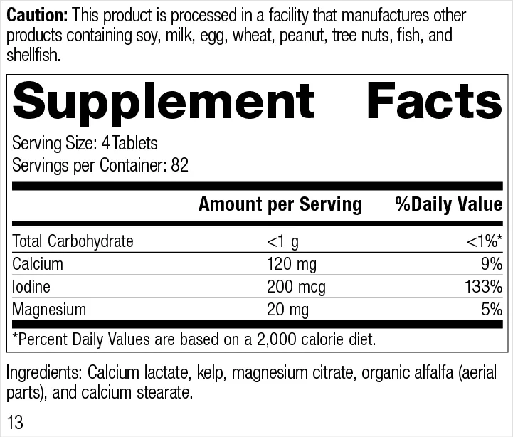 Min-Tran® supplement facts label