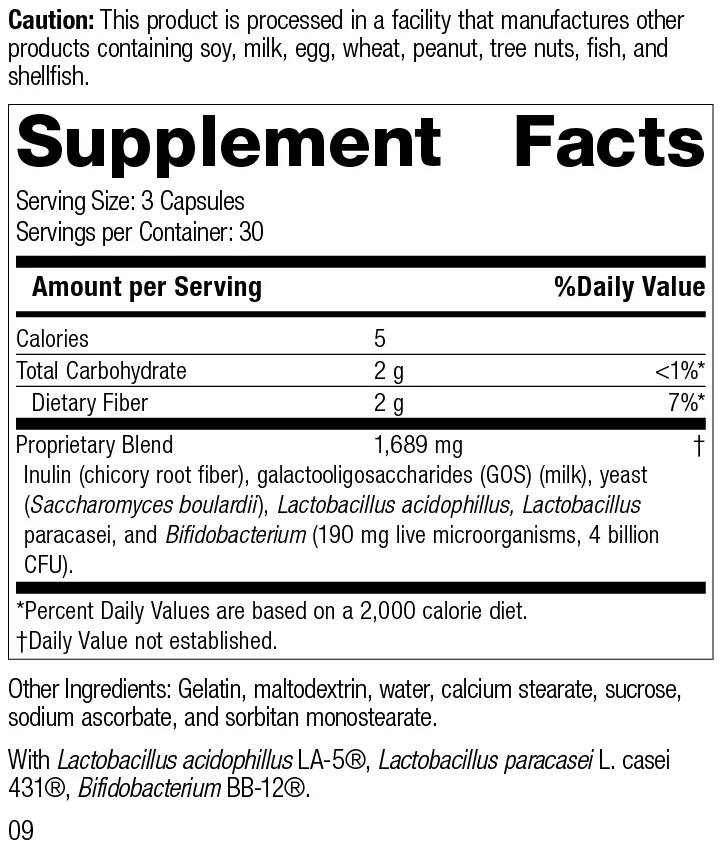 ProSynbiotic supplement facts label